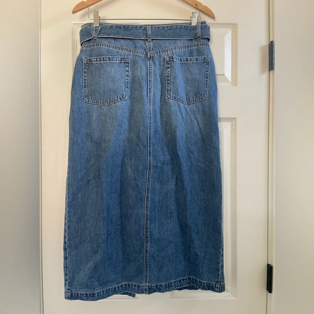 Women’s House of Harlow 1960 Midi Belted Denim Skirt Size 10